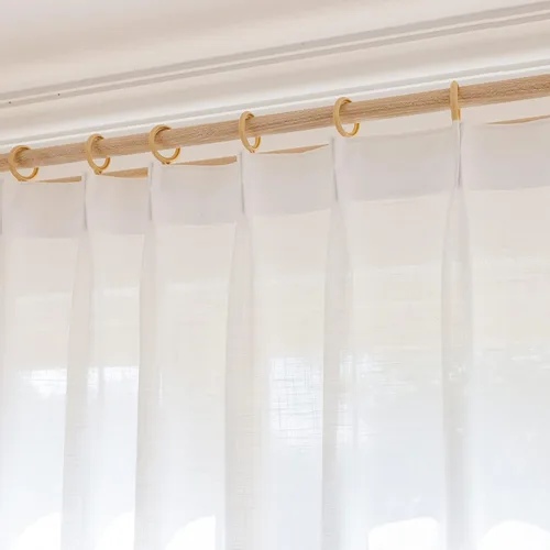 Miniatura 4 de 2 paneles de cortinas traslúcidas blancas de 54 pulgadas de largo, paneles transparentes de lino con textura para ventana, cortinas plisadas