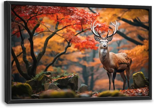 Miniatura 75 de Cuadros Grandes Enmarcados Arte de Pared para Sala de Estar, Lobos del Bosque Decoración de Pared de Gran Tamaño Lobo Animal Impresión en Lienzo