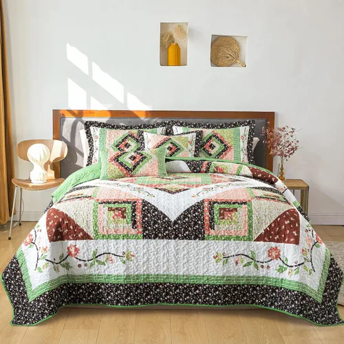 Miniatura 24 de BEDIFANY Juego de edredón de algodón tamaño King – Colcha ligera bohemia King – Juego de ropa de cama reversible naranja colorido – Juego de edredón