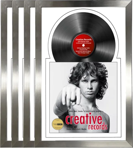 Miniatura 14 de Creative Picture Frames Marco para discos de Jukebox de 16 x 24 pulgadas con acabado de acero inoxidable de 12 pulgadas con doble paspartú blanco