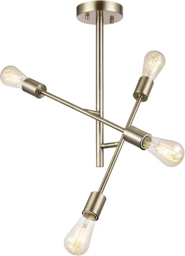 Miniatura 7 de Globe Electric 66000073 Lámpara de techo con brazo ajustable de montaje semiempotrado de 4 luces, latón mate, brazos giratorios, accesorios