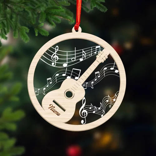 Miniatura 19 de MoonArt Adorno personalizado de guitarra de piano, nota musical de piano, adorno con forma de madera acrílica, regalo para amantes de la guitarra