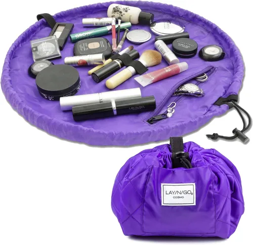 Miniatura 33 de Lay-n-Go Cosmo Layflat - Organizador de cosméticos y maquillaje con cordón y bolsillo con cremallera, bucles para cepillos y más, se ajusta