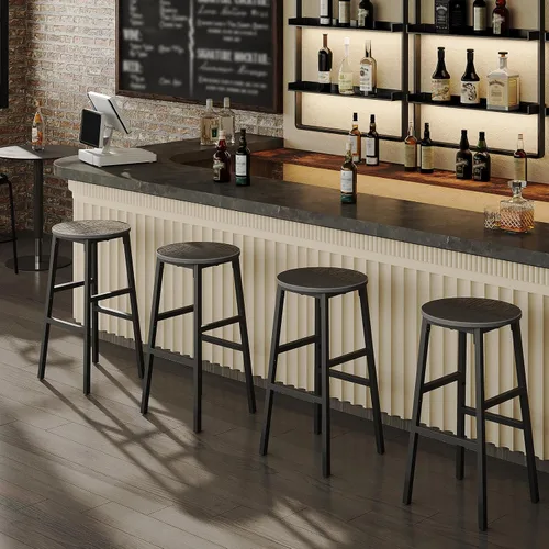 Miniatura 2 de MAHANCRIS Taburetes de bar, juego de 2 sillas de bar redondas con reposapiés, taburetes de bar de desayuno de cocina de 24.4 pulgadas, taburetes