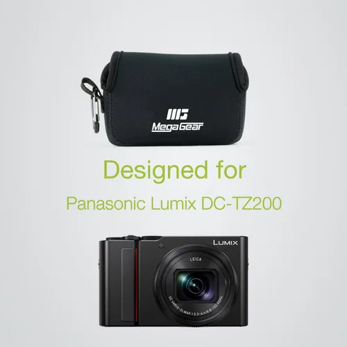 Miniatura 9 de MegaGear Panasonic Lumix DC-ZS200, TZ200, Leica C-Lux - Funda de neopreno ultra ligera, con mosquetón, color negro