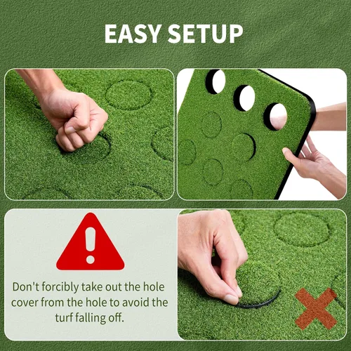 Miniatura 7 de Wekin Alfombra de práctica de golf para interiores con 2 putters, 2 bolas, 12 cubiertas de hoyo, tapete de entrenamiento de golf para juego