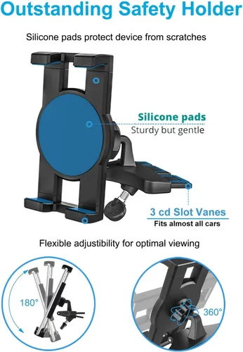 Miniatura 4 de Soporte para tablet de coche con ranura para CD, soporte para tableta de CD ultra resistente para automóvil con rotación de 360°, compatible