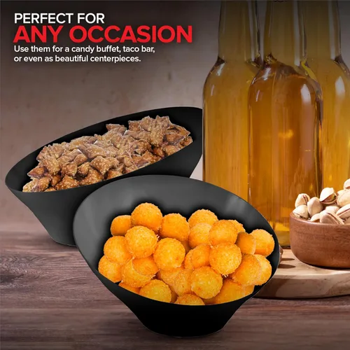 Miniatura 6 de Tazones de Servir de Plástico Negro de 20 onzas (Paquete de 4) Tazones Desechables Medianos para Aperitivos, Platos para Dulces, Recipientes de Bufé