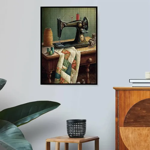 Miniatura 9 de Rompecabezas de madera para adultos, rompecabezas de 1000 piezas, divertido rompecabezas de madera, rompecabezas vintage de máquina de coser