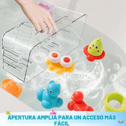 Miniatura 9 de Lysam Almacenamiento de juguetes de baño, 2 paquetes, soporte grande para juguetes de baño con 3 compartimentos, organizador de juguetes de bañera