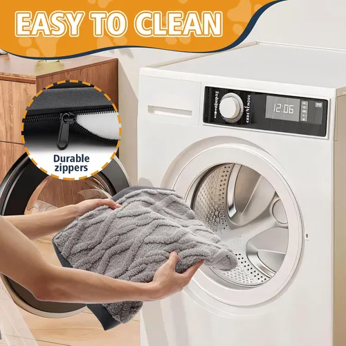 Miniatura 6 de Cama ortopédica para perros, impermeable y lavable a máquina, cama de felpa para mascotas con parte inferior antideslizante, colchón de espuma