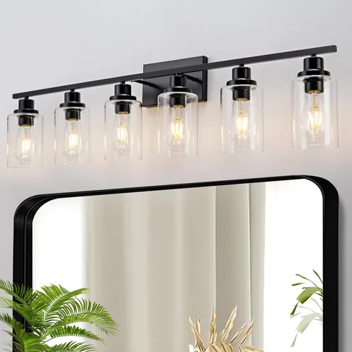 Miniatura 17 de 4 Luces Accesorios de Iluminación para Baño Níquel Cepillado Luz de Tocador Sobre Espejo Moderno Estilo Granja Apliques de Iluminación de Pared