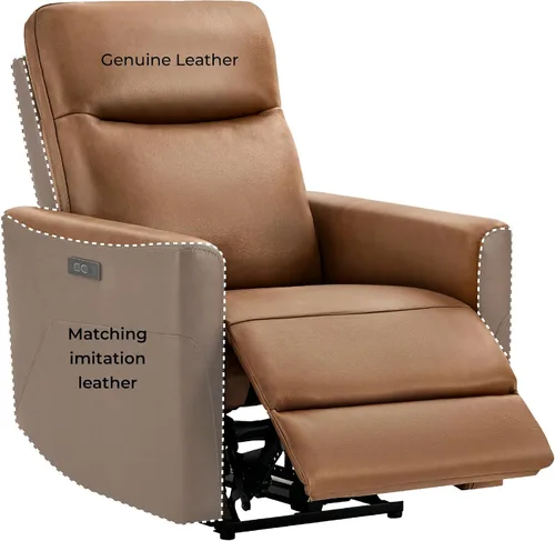 Miniatura 9 de CHITA Silla reclinable eléctrica de cuero genuino para adultos, sillón reclinable eléctrico de pared para espacios pequeños, moderna sala de estar