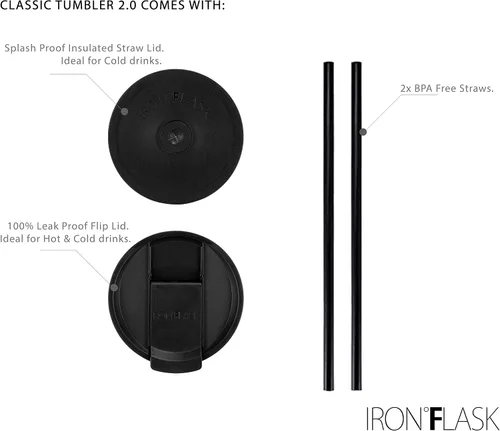 Miniatura 7 de IRON °FLASK Vaso clásico - Botella de agua de acero inoxidable aislada al vacío, de doble pared, taza de bebida, taza de viaje aislada
