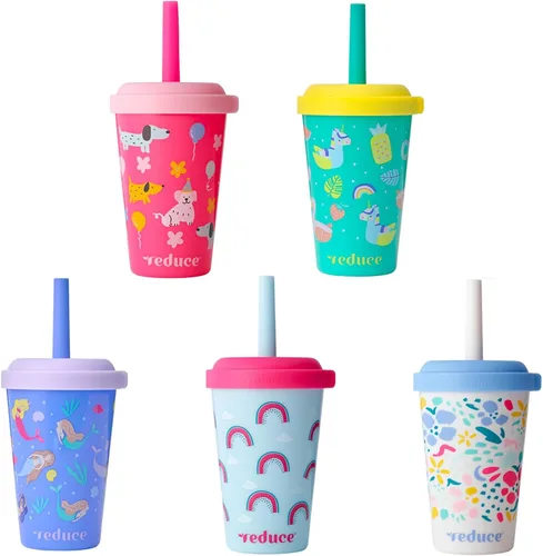 Miniatura 9 de REDUCE GoGo's - Vasos Tumbler Portátiles para Niños con Tapas y Popotes a Prueba de Derrames - Paquete de 10 Vasos Apilables de 12 oz con Tapas