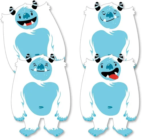 Big Dot of Happiness Yeti Decorations - Muñeco de nieve abominable o artículos esenciales para fiesta de cumpleaños - Juego de 20