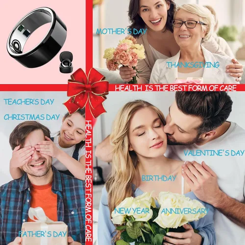 Miniatura 5 de Smart Ring Sleep Fitness Tracker, registra el sueño, frecuencia cardíaca, temperatura, oxígeno en sangre y podómetro, anillo de salud con estuche
