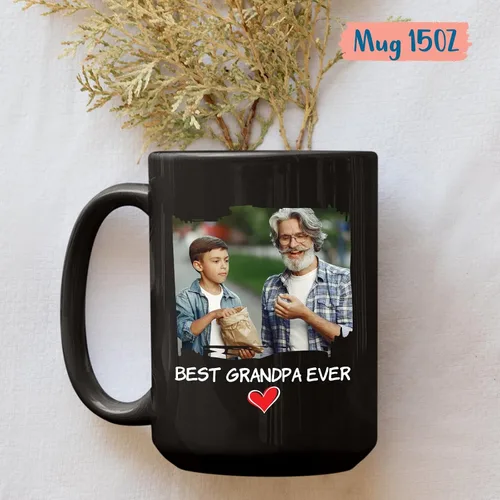 Miniatura 5 de Best Grandpa Ever - Taza de café personalizada de cerámica negra de 11 onzas, taza de café para abuelo, regalo para abuelos, taza de viaje moderna