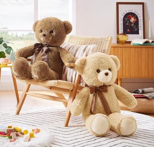 Miniatura 6 de YunNasi Oso de peluche grande de 35 pulgadas, regalo para novias y niños en cumpleaños, color marrón