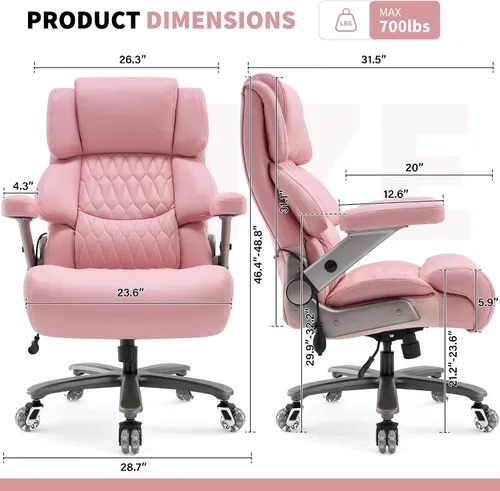 Miniatura 2 de Silla de oficina grande y alta, 700 libras, silla ejecutiva de escritorio grande con respaldo alto y brazos abatibles 3D, soporte lumbar ajustable