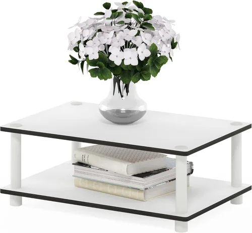 Miniatura 9 de Furinno Turn-N-Tube Soporte de TV, centro de entretenimiento de esquina de 3 niveles con estantes abiertos, consola de TV sin herramientas para TV