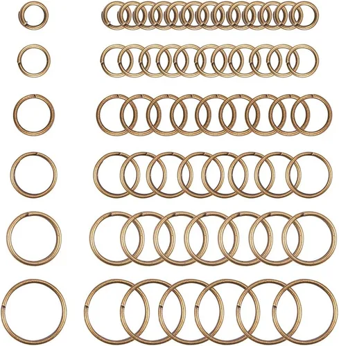 Miniatura 4 de PH PandaHall 1070 anillos de salto divididos de 6 tamaños, anillos de bronce antiguo, llavero pequeño, doble bucle, llaveros abiertos