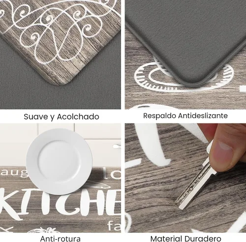 Miniatura 5 de HEBE Juego de 2 tapetes de cocina gruesos y antifatiga acolchados para el suelo, alfombras impermeables antideslizantes, cómodos tapetes de chef