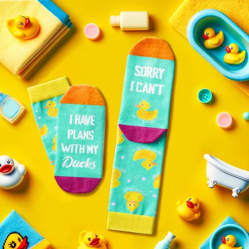 Miniatura 4 de Zmart Calcetines divertidos de goma para mujer, calcetines de pato lindos para hombres, regalos de pato de goma, regalos para amantes de los patos