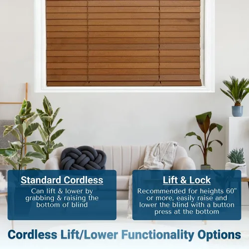 Miniatura 6 de TailorView Cortinas de ventana horizontales de madera personalizables sin cordón - Paletas de 2 pulgadas - Alabastro - Montaje interior o exterior.