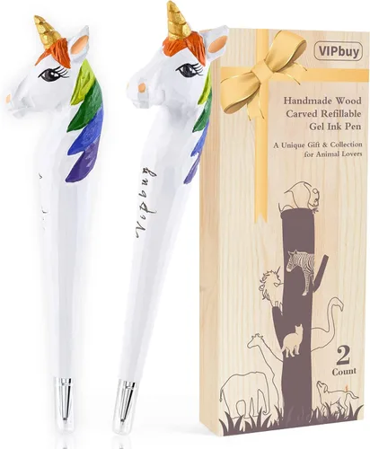 Miniatura 8 de 2 bolígrafos de tinta de gel tallada en madera 100% hechos a mano, novedosos bolígrafos de escritura recargables, suministros escolares de oficina