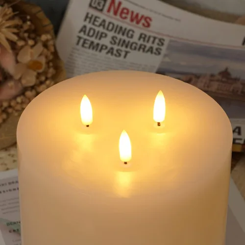 Miniatura 7 de Amagic Velas sin llama extra grandes de 6 x 6 pulgadas con 3 mechas, velas a pilas con control remoto y temporizadores, velas LED de pilar de 6