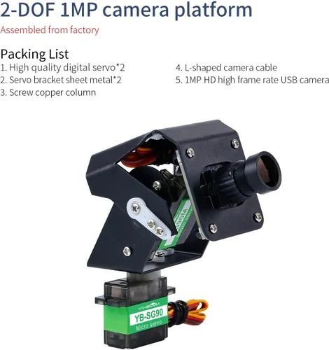 Miniatura 2 de Yahboom 1MP 2DOF Cámara eléctrica PTZ Smart Car Robot 2D Servo Soporte USB RaspberryPi (2DOF 1MP Básico)
