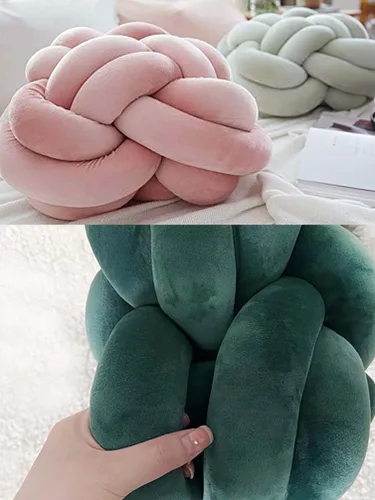 Miniatura 6 de Bola de almohada de nudo, cojines decorativos con tela de terciopelo para sofá cama, decoración de 12 pulgadas, cojines cuadrados anudados para sala