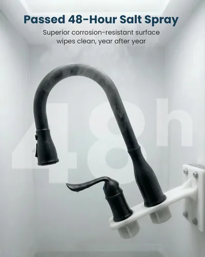 Miniatura 6 de APPASO Grifo de cocina de 3 agujeros con rociador extraíble, grifos de cocina con dispensador de jabón, 3 piezas de grifo de fregadero de cocina