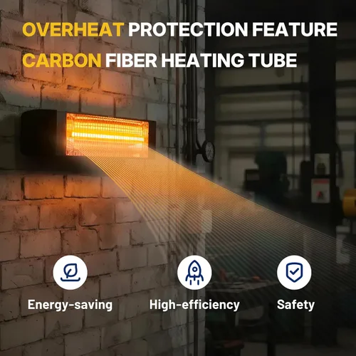 Miniatura 9 de Calentador eléctrico para exteriores de 1500 W, calentador de patio para uso en exteriores, calefacción silenciosa y específica, control inteligente