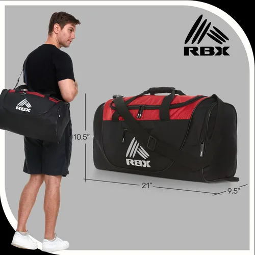 Miniatura 6 de RBX Bolsas de gimnasio para hombres, pequeña bolsa de gimnasio para mujeres con compartimento para zapatos, bolsa de lona para viajes, bolsa