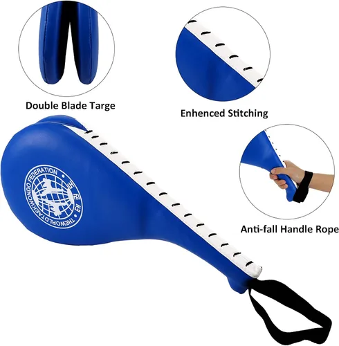Miniatura 3 de Nicunom Paquete de 2 almohadillas de taekwondo, almohadilla duradera para ataque, karate, artes marciales, entrenamiento de kickboxing, color azul