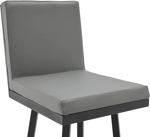 Miniatura 5 de Armen Living Taburete giratorio moderno de metal y piel sintética gris Gem