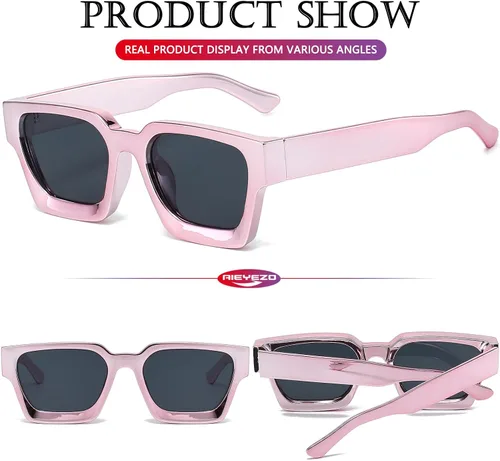 Miniatura 135 de AIEYEZO Gafas de sol cuadradas para mujeres y hombres, gafas de sol cuadradas con montura gruesa, estilo de diseñador simple