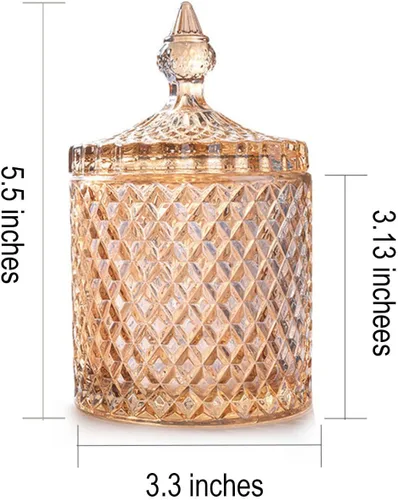 Miniatura 3 de Rainie Love Home - Juego básico de organización de almacenamiento de alimentos, tarro facetado de diamante de cristal con tapa de cristal, adecuado