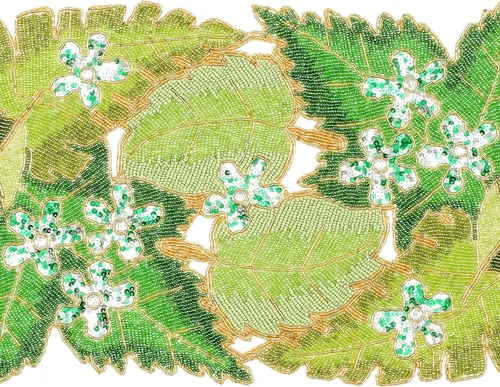 Miniatura 7 de Camino de mesa con cuentas de hojas verdes de 36 pulgadas de largo - Hermoso, elegante y sofisticado corredor decorativo brillante perfecto