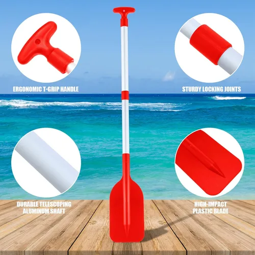 Miniatura 6 de Tradder 2 remos telescópicos plegables para kayak, remo de 21.3 a 41.7 pulgadas, remo de plástico de aluminio, remo de longitud ajustable para Rojo