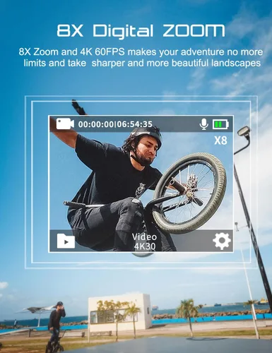 Miniatura 3 de Apexcam Cámara de acción M80 4K con tarjeta de 64 GB, HD 60FPS 48MP cámara deportiva para vlogging, cámara impermeable de 131.2 ft bajo el agua
