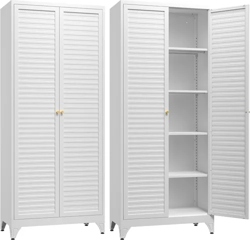 Miniatura 11 de SteeLoong - Gabinete de almacenamiento de metal con cajones, gabinetes de despensa negros de 75 pulgadas para almacenamiento de cocina con 3