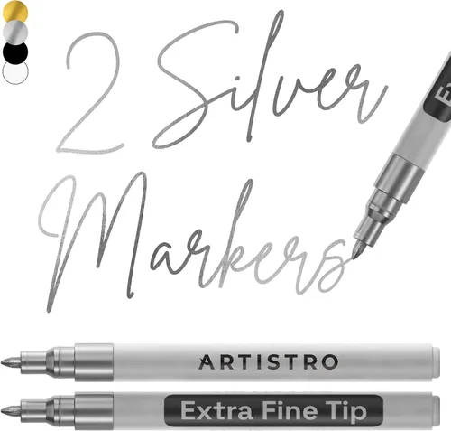Miniatura 10 de Artistro 2 marcadores de pintura acrílica negros - 3mm marcadores de punta media - Perfectos para manualidades, proyectos de arte y más