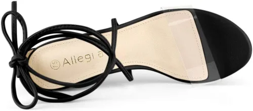 Miniatura 5 de Allegra K Sandalias de tacón de bloque con correa transparente para mujer