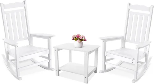 Miniatura 21 de Stoog Mecedora para patio, para todo tipo de clima, soporte de peso de 400 libras, nunca se decolora ni se pudre, para patio trasero, hoguera, Teca