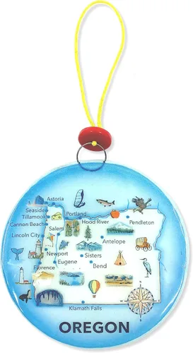 Miniatura 4 de Oregon State Map Adorno para árbol de Navidad - Atrapasador de luz de cristal artístico