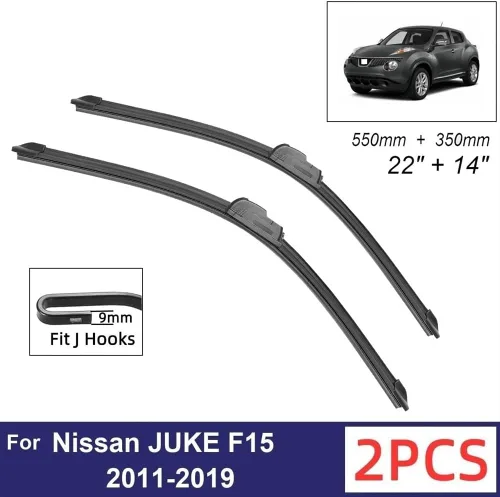Miniatura 2 de Limpiaparabrisas delantero compatible con Nissan JUKE F15 2011-2019, limpiaparabrisas delantero de goma suave, parabrisas automático de 22 + 14 4