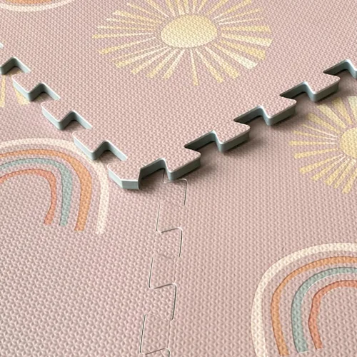 Miniatura 2 de Alfombra de juego para bebés, niños pequeños y bebés, seis azulejos entrelazados hechos con espuma EVA suave no tóxica, 4 x 6 pies